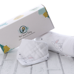 Mussola coniglietto abbinata a bavaglino coniglio. Assorbenti e traspiranti, ottima idea regalo per neomamma. Mv Smart Baby
